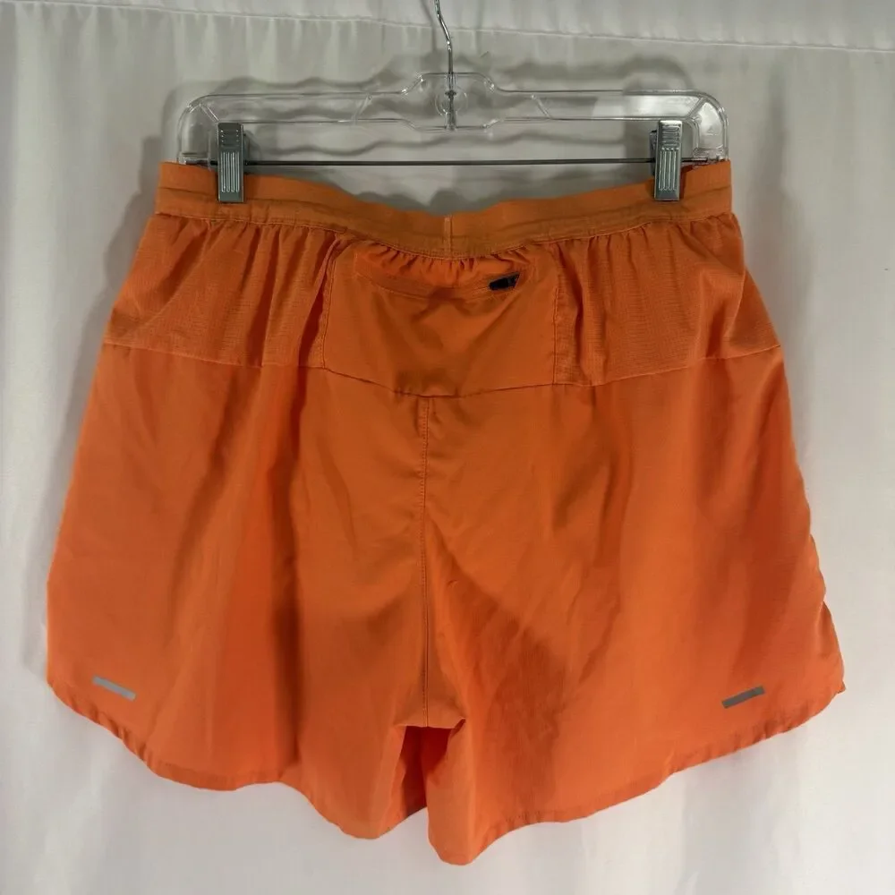 Nike Running Shorts Men's Large Neon Orange Elastic Waist Pull On Drawstring
